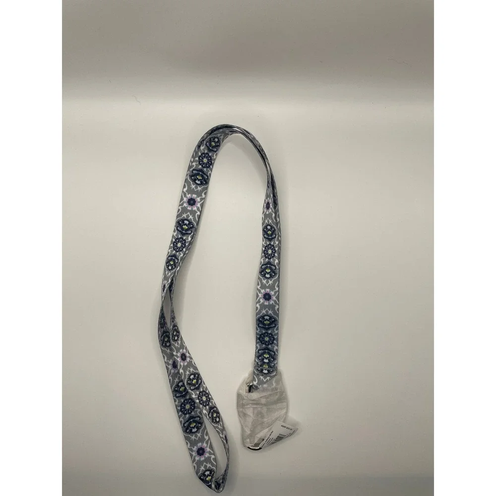 Vera Bradley Lanyard Plaza Tile Grey Navy Floral 18 inch NWT 27701-X40